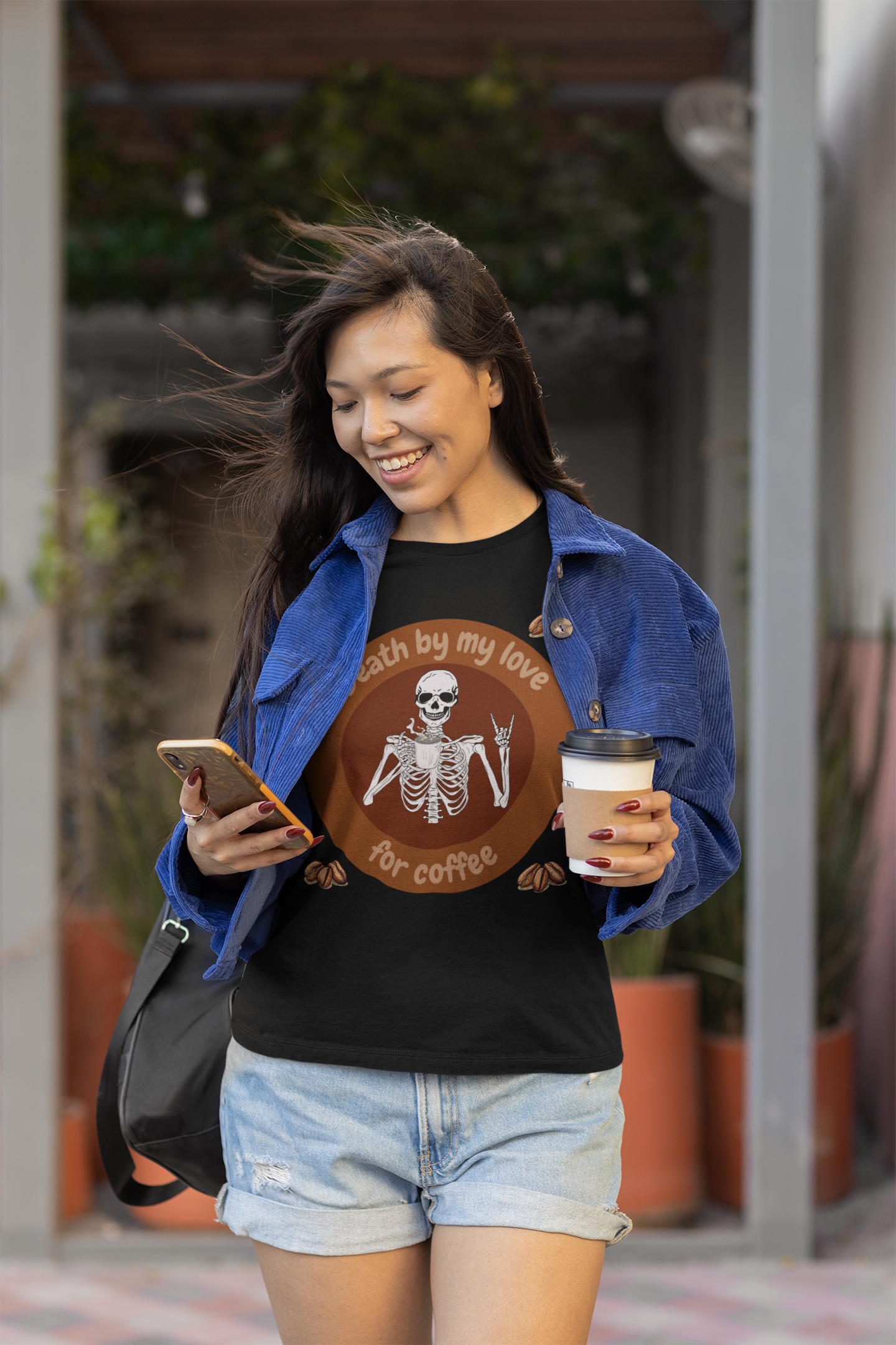 Coffee Lover Skeleton Tee - 'Death by My Love for Coffee' Unisex Jersey T-Shirt