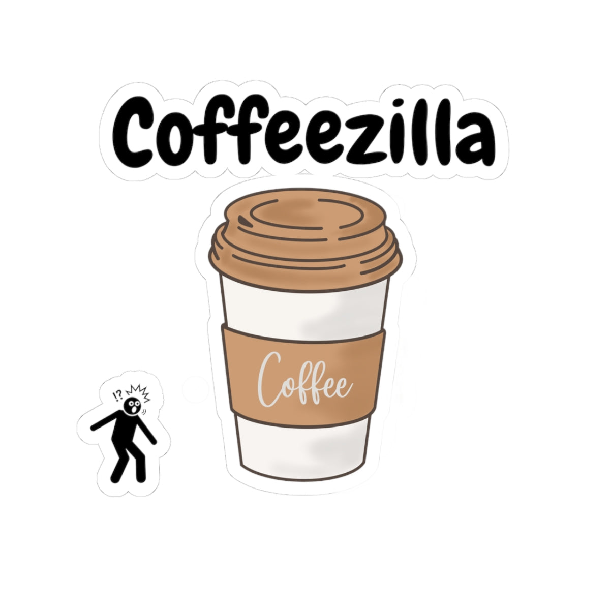 Coffeeezilla Kiss-Cut Stickers - Fun Coffee-Themed Decorative Stickers for Mugs, Laptops, and Journals